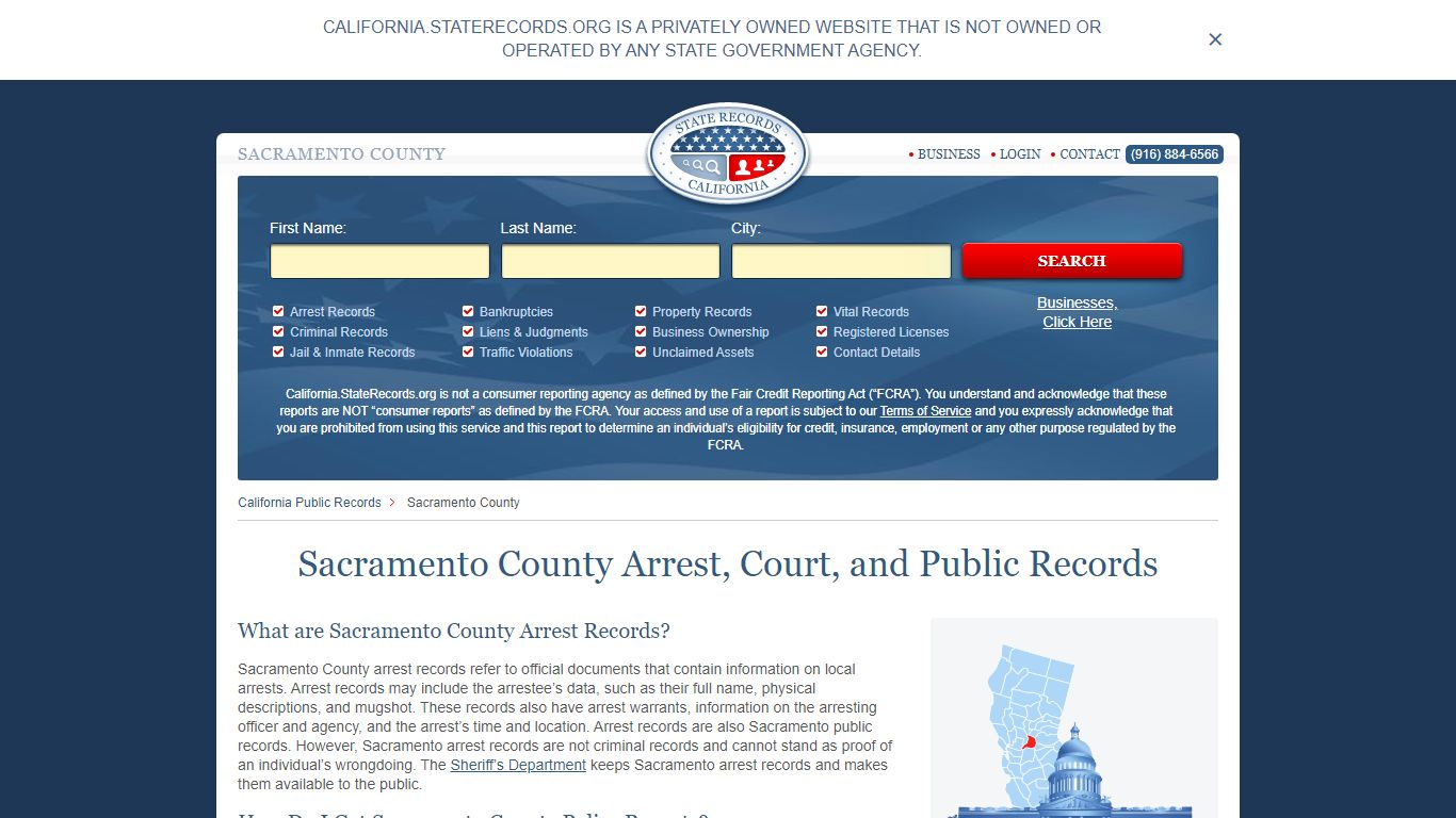 Sacramento County Arrest, Court, and Public Records