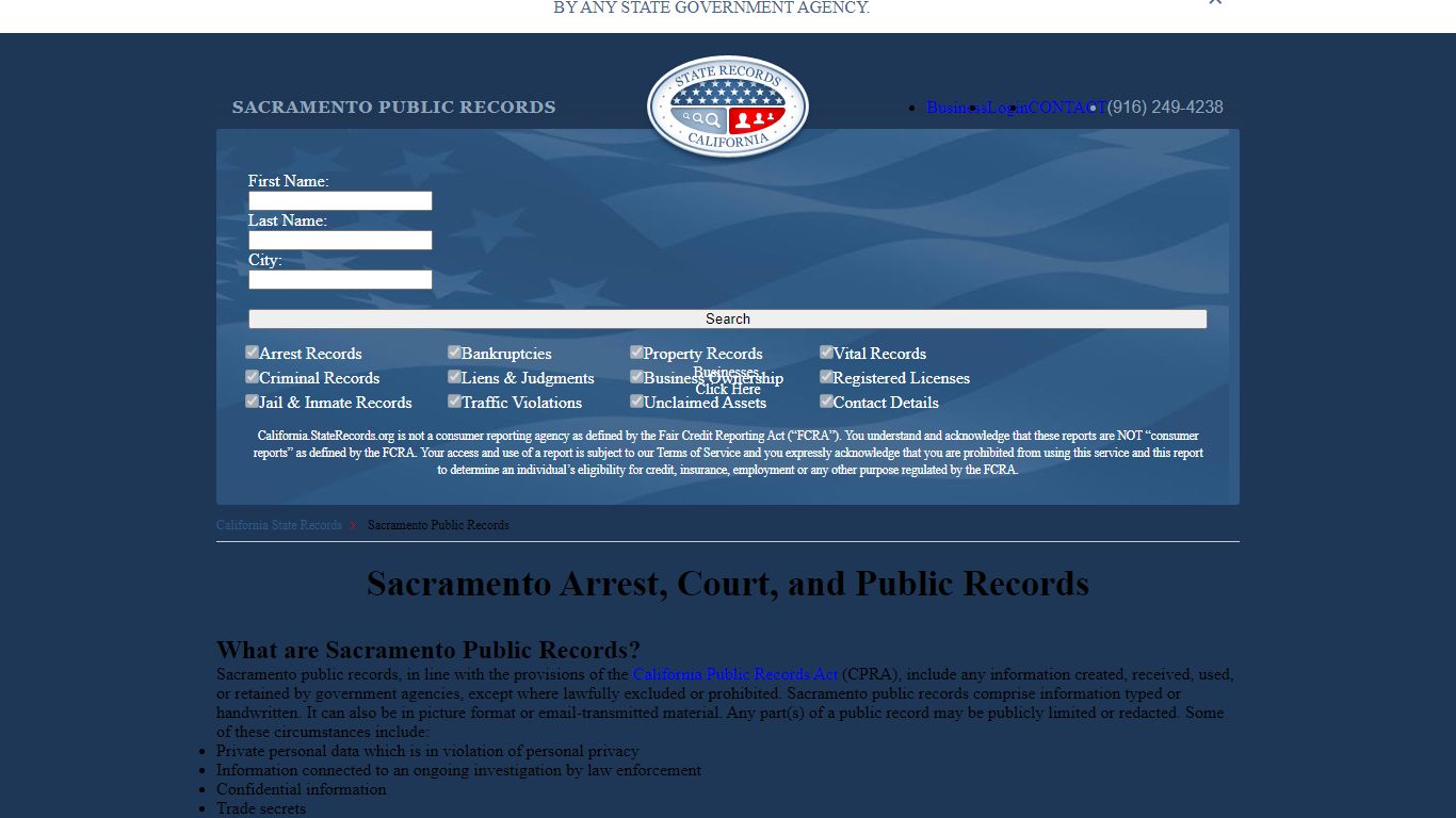 Sacramento Arrest, Court, and Public Records